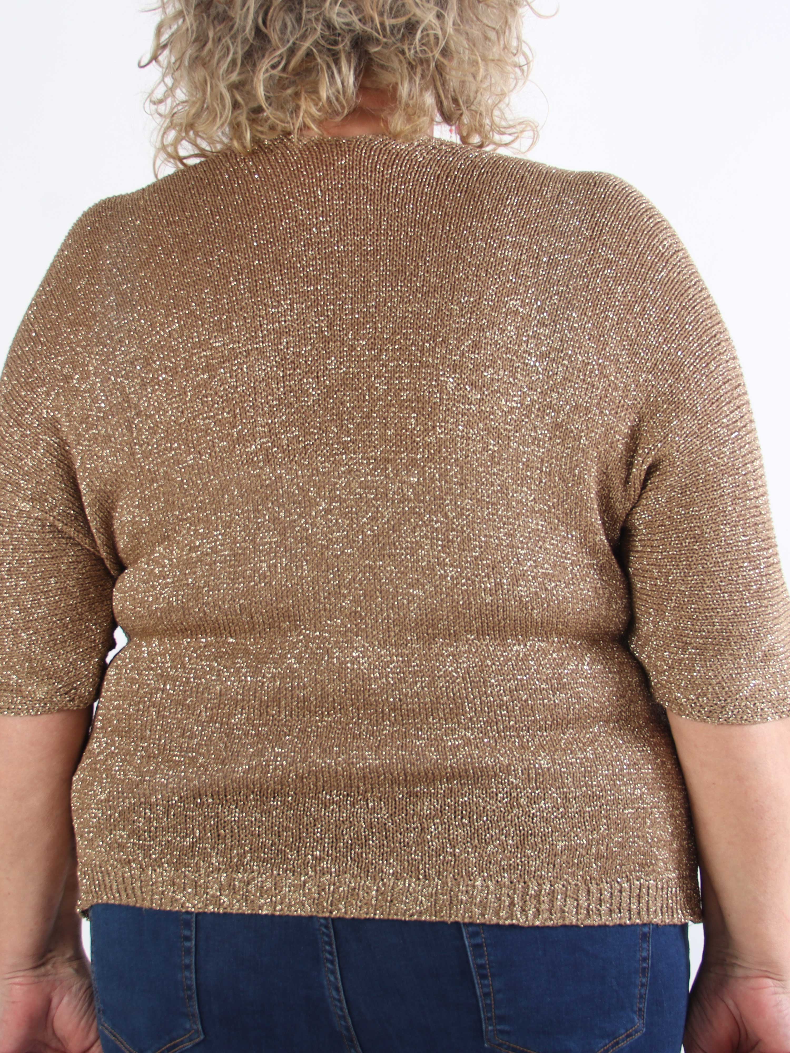 Mariela - Sød plus size cardigan i viskose med glimmertråde